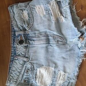 BDG Light Blue Ripped Denim Shorts